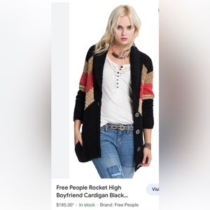 Free People Black and Red Cardigan
